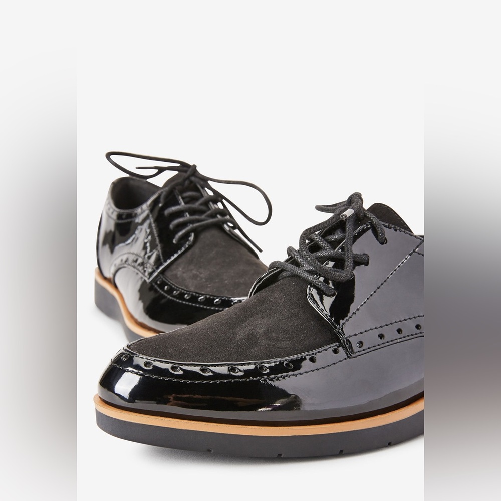 NEXT Forever Comfort Black Brogue Detail Chunky Sole Lace Up Loafer Shoes Size 5 - Picture 2 of 12